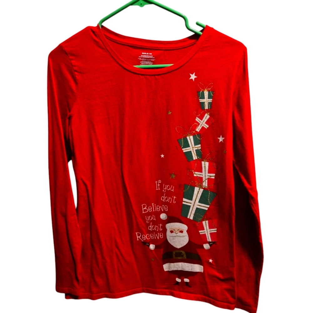 Kids Red Long Sleeve Christmas Shirt Size 8-10